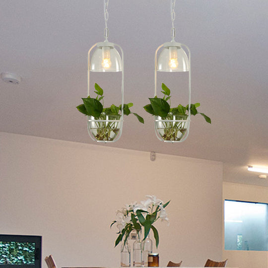 Industrial Metal Pendant Light with Clustered Black/White Rectangular Shape and Multiple Heads for Restaurants