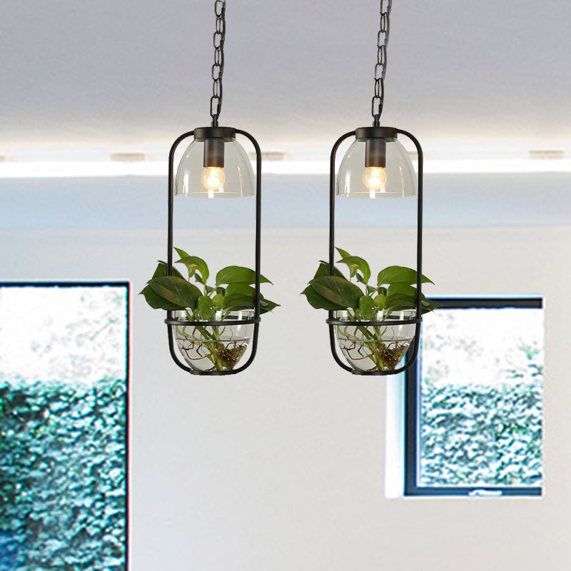 Industrial Metal Pendant Light with Clustered Black/White Rectangular Shape and Multiple Heads for Restaurants