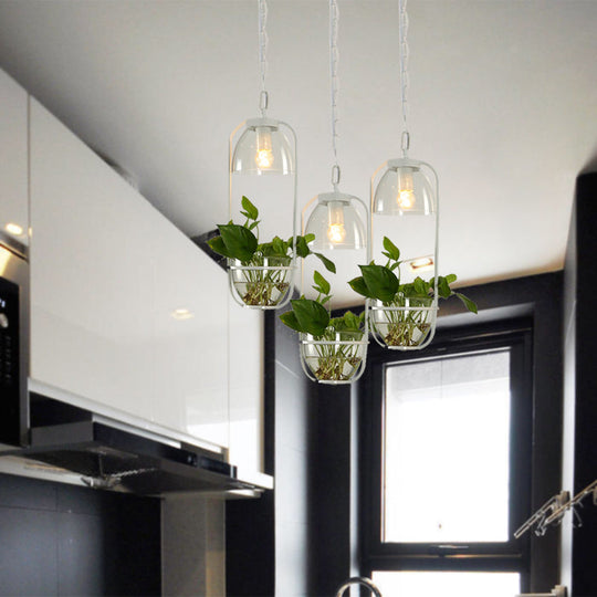 Industrial Metal Pendant Light with Clustered Black/White Rectangular Shape and Multiple Heads for Restaurants