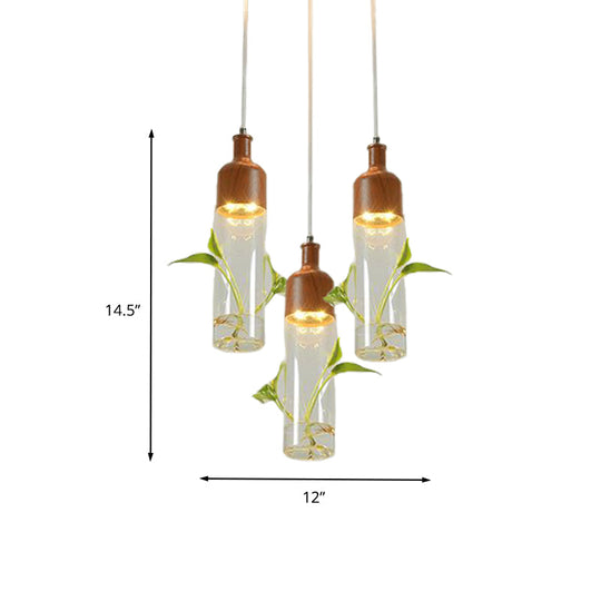 Antique Wine Bottle Cluster Pendant Ceiling Light - Metal LED with Multiple Bulbs, Brown Finish