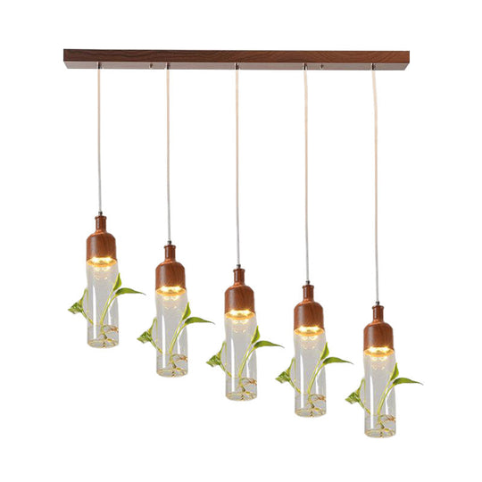 Antique Wine Bottle Cluster Pendant Ceiling Light - Metal LED with Multiple Bulbs, Brown Finish