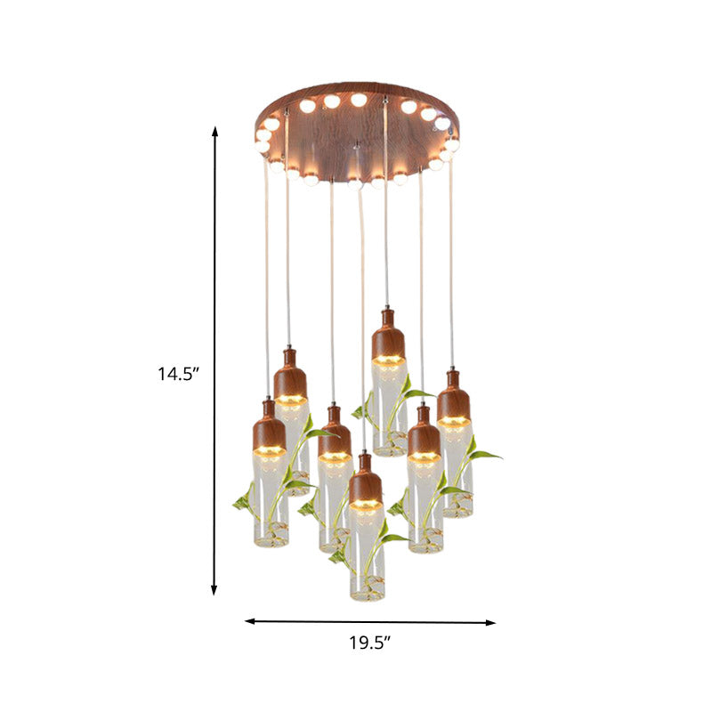 Antique Wine Bottle Cluster Pendant Ceiling Light - Metal LED with Multiple Bulbs, Brown Finish