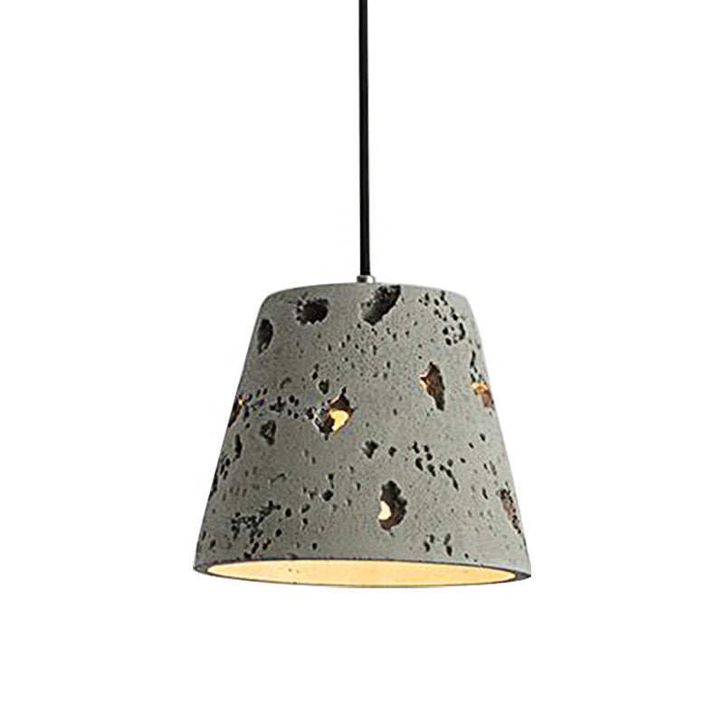 Industrial Style Grey Cement Pendant Light: Ripple/Barrel/Loving Heart Shade, 1-Light Fixture for Dining Room