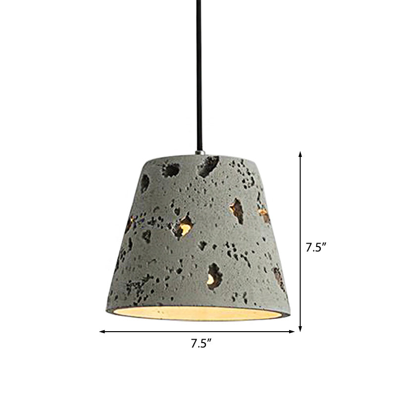 Industrial Style Grey Cement Pendant Light: Ripple/Barrel/Loving Heart Shade, 1-Light Fixture for Dining Room