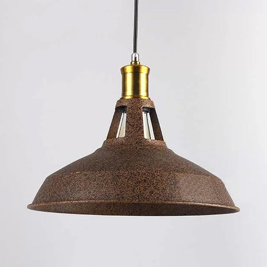 Rustic Copper/Beige/Rust/Gray Barn Pendant Light – Farmhouse-Wrought Iron 1-Light Fixture for Restaurants