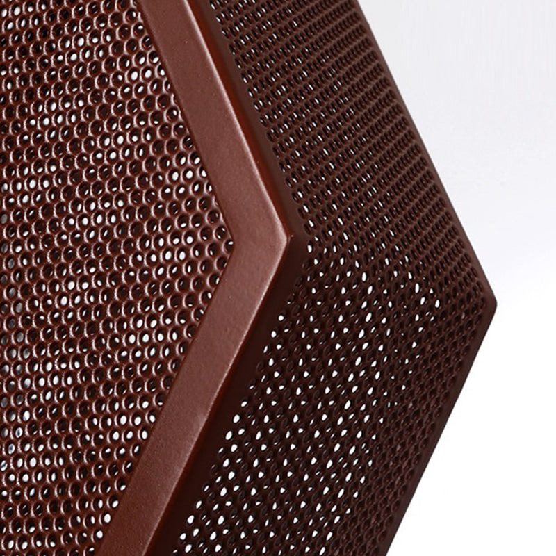 Vintage Metal Pendant Lamp With Pentagon Mesh Screen And Brown Finish - Available In 8/10 Width