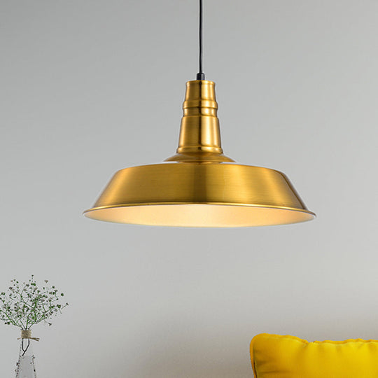 Industrial Metal Pendant with 1 Head - Barn Shaped Living Room Ceiling Fixture in Copper/Gold Hang Design