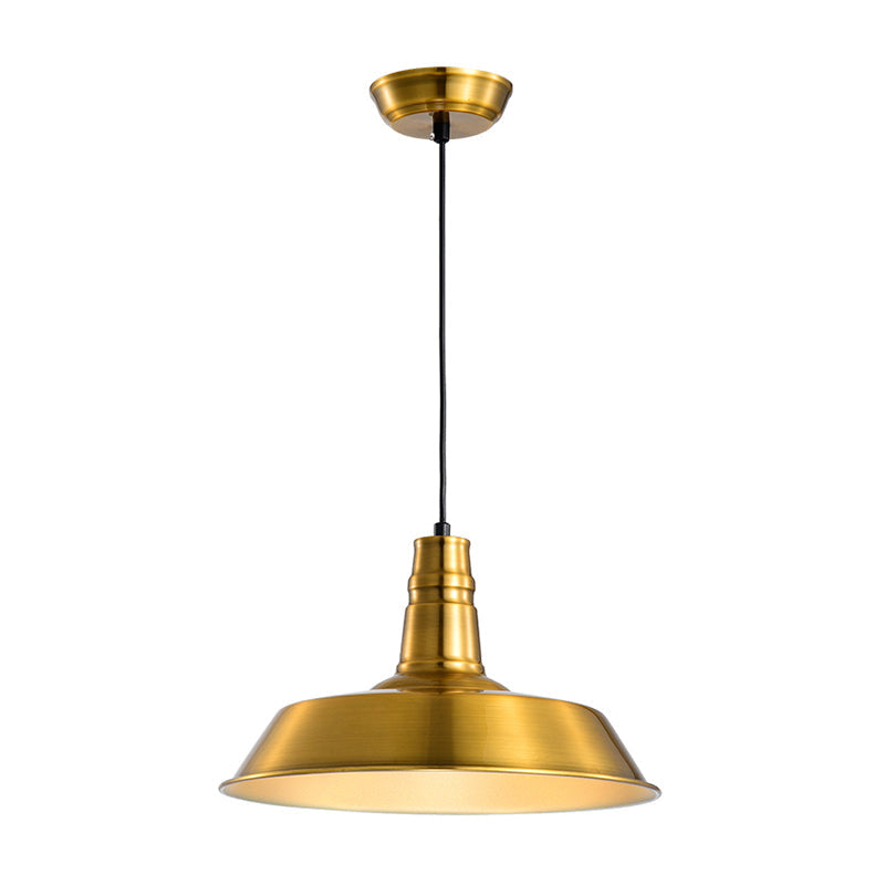 Industrial Metal Pendant with 1 Head - Barn Shaped Living Room Ceiling Fixture in Copper/Gold Hang Design