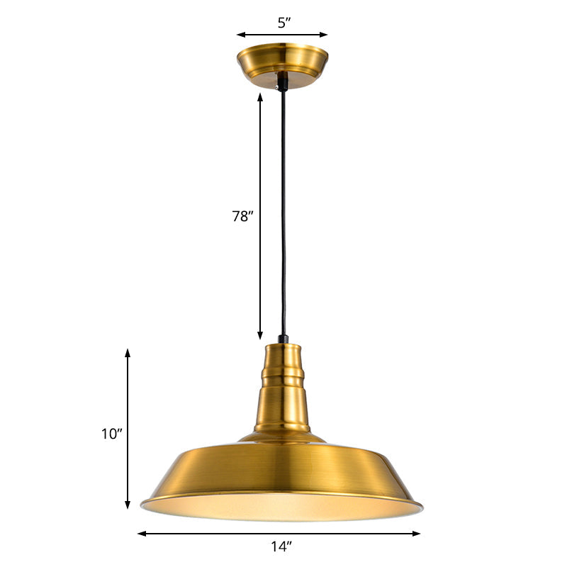 Industrial Metal Pendant with 1 Head - Barn Shaped Living Room Ceiling Fixture in Copper/Gold Hang Design