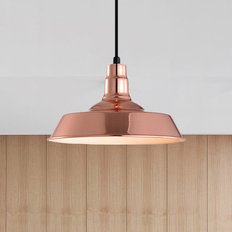 Industrial Metal Pendant with 1 Head - Barn Shaped Living Room Ceiling Fixture in Copper/Gold Hang Design