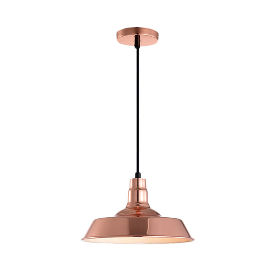 Industrial Metal Pendant with 1 Head - Barn Shaped Living Room Ceiling Fixture in Copper/Gold Hang Design