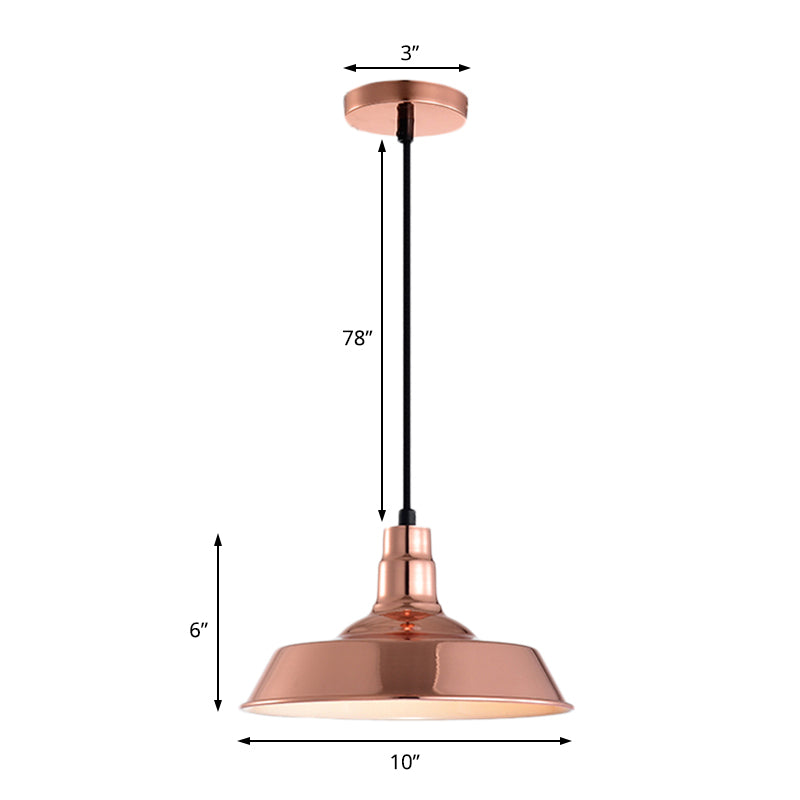 Industrial Metal Pendant with 1 Head - Barn Shaped Living Room Ceiling Fixture in Copper/Gold Hang Design