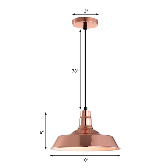 Industrial Metal Pendant with 1 Head - Barn Shaped Living Room Ceiling Fixture in Copper/Gold Hang Design