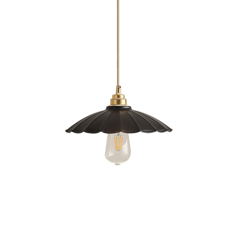 Industrial Flared Black/White Pendant Light - Hanging Ceiling Lamp Fixture