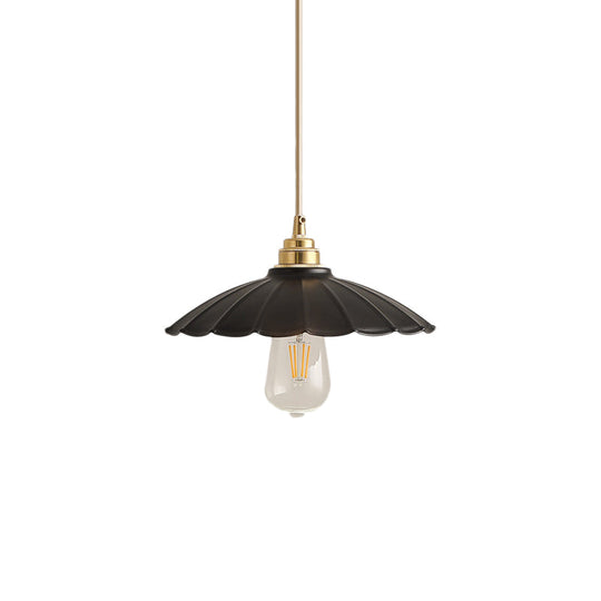 Industrial Flared Black/White Metal Pendant Light Fixture