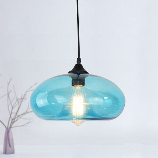 Modern Blue Glass Pendant Lighting - Doughnut Design for Living Room