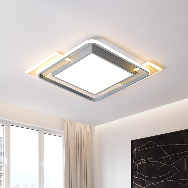 Nordic Aluminum LED Ceiling Flush Mount Light in Warm/White - Grey Square Box Design with Frame Guard