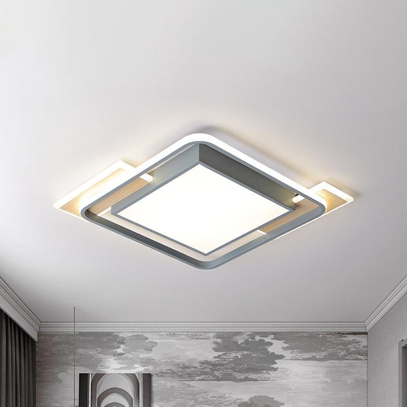 Nordic Aluminum LED Ceiling Flush Mount Light in Warm/White - Grey Square Box Design with Frame Guard