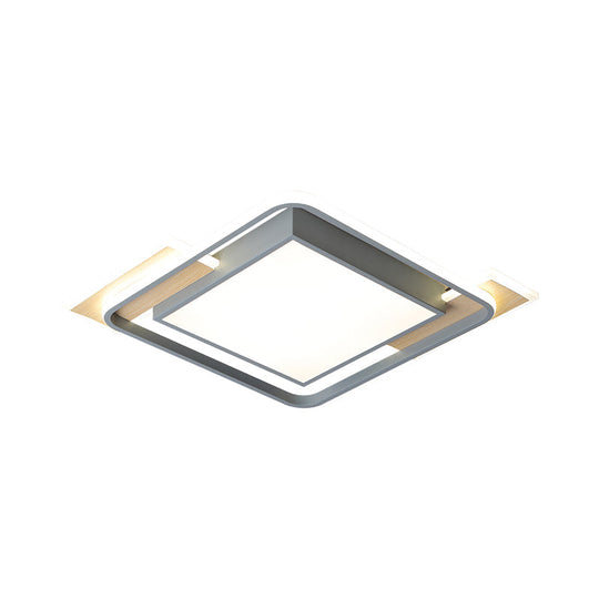 Nordic Aluminum LED Ceiling Flush Mount Light in Warm/White - Grey Square Box Design with Frame Guard