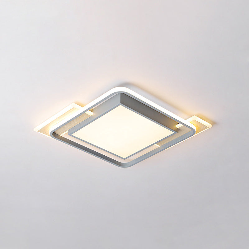 Nordic Aluminum LED Ceiling Flush Mount Light in Warm/White - Grey Square Box Design with Frame Guard