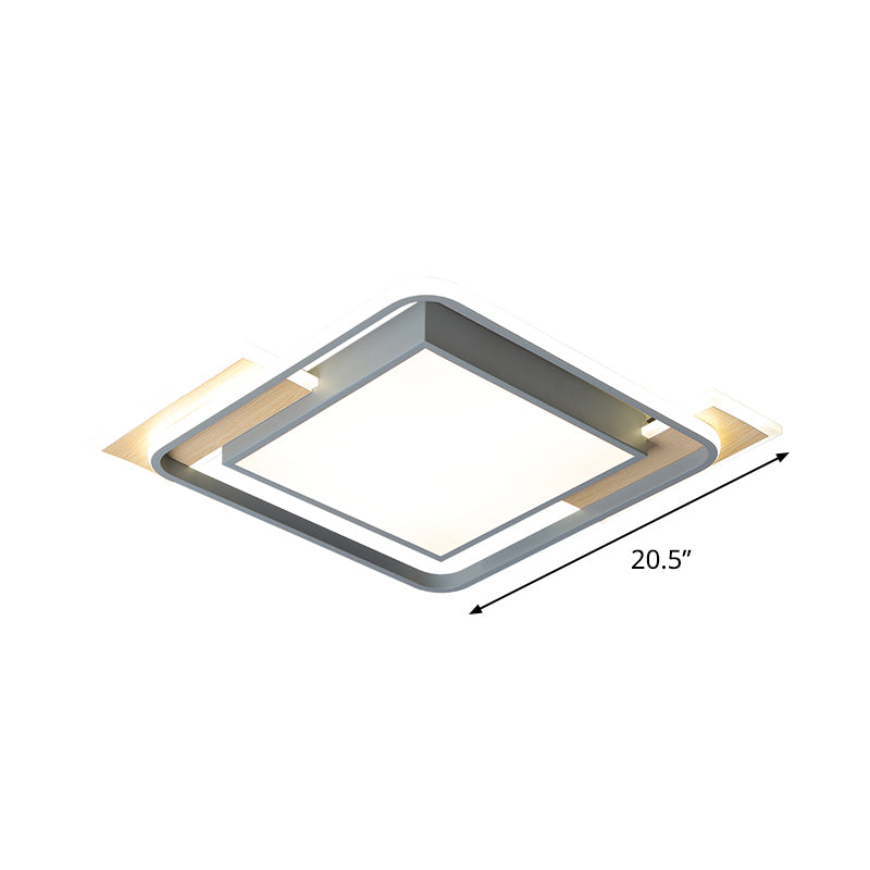 Nordic Aluminum LED Ceiling Flush Mount Light in Warm/White - Grey Square Box Design with Frame Guard