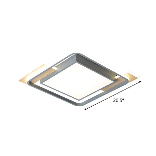 Nordic Aluminum LED Ceiling Flush Mount Light in Warm/White - Grey Square Box Design with Frame Guard