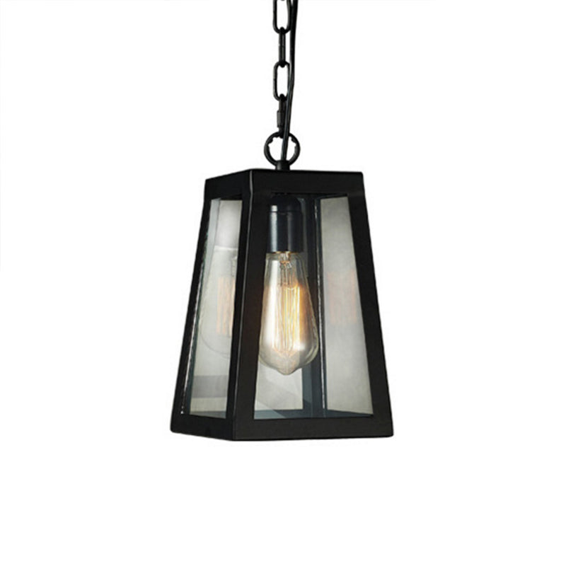 Industrial Metal Trapezoid Pendant Lighting - Black Ceiling Hang Fixture For Living Room (1 Bulb)