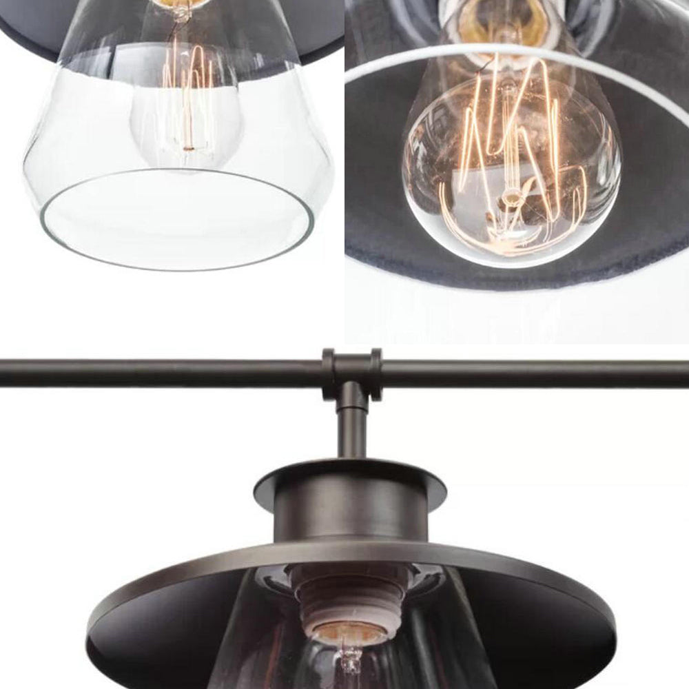 Vintage Black Jar-Shaped Hanging Lamp Kit: Clear Glass Island Lighting For Dining Room (3 Bulbs)