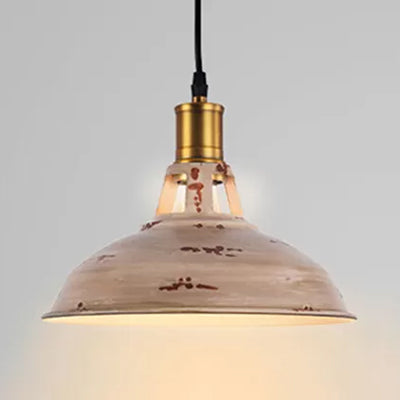 Rustic Barn Pendant 1-Light Fixture: Farmhouse Style Copper/Beige/Rust/Gray Wrought Iron Perfect For