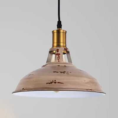 Rustic Copper/Beige/Rust/Gray Barn Pendant Light – Farmhouse-Wrought Iron 1-Light Fixture for Restaurants