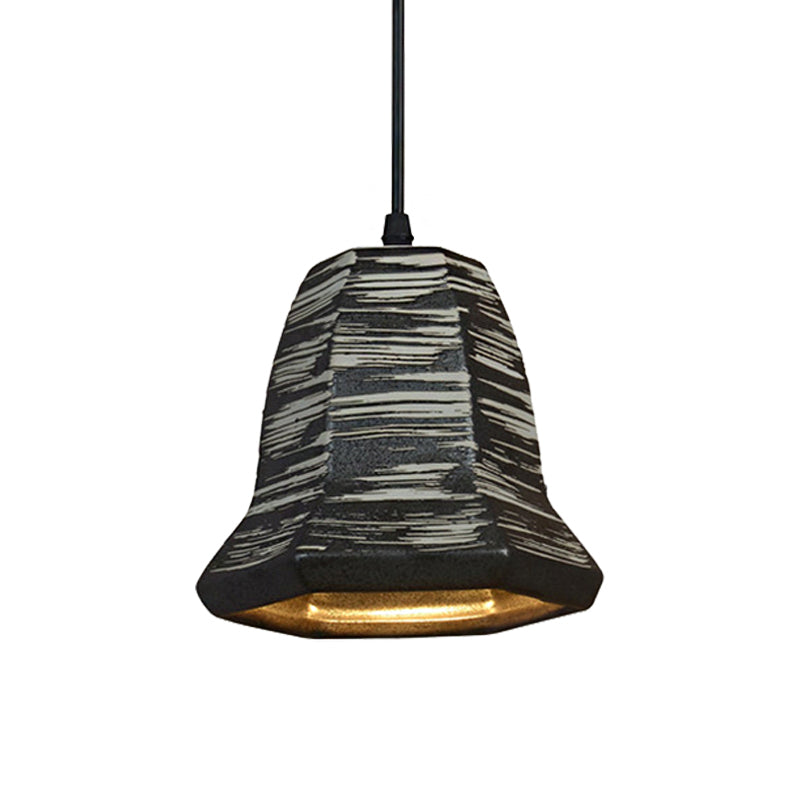 Industrial Ceramic Pendant Light in Grey for Restaurant with Barrel/Bell/Urn Shade