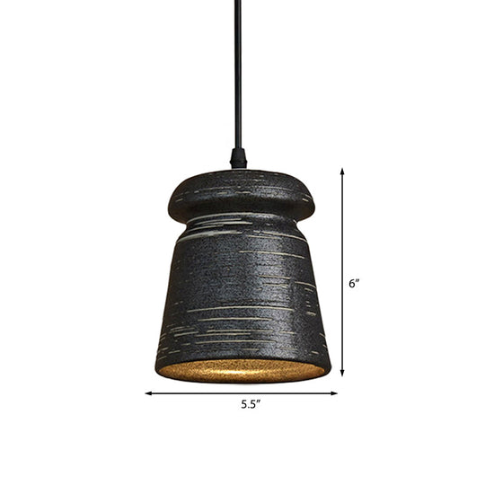 Industrial Ceramic Pendant Light in Grey for Restaurant with Barrel/Bell/Urn Shade