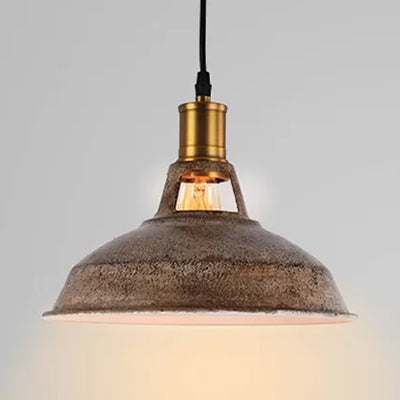 Rustic Barn Pendant 1-Light Fixture: Farmhouse Style Copper/Beige/Rust/Gray Wrought Iron Perfect For