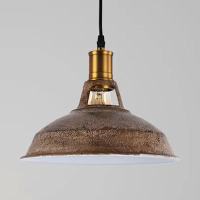 Rustic Barn Pendant 1-Light Fixture: Farmhouse Style Copper/Beige/Rust/Gray Wrought Iron Perfect For