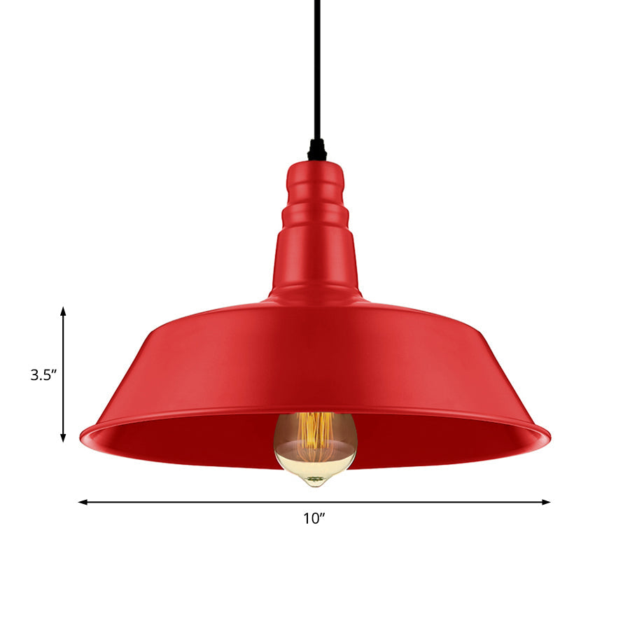 Industrial Style Metallic Pendant Lighting - 10"/14" Wide Barn Living Room - 1 Bulb Red/Green Ceiling Light Fixture