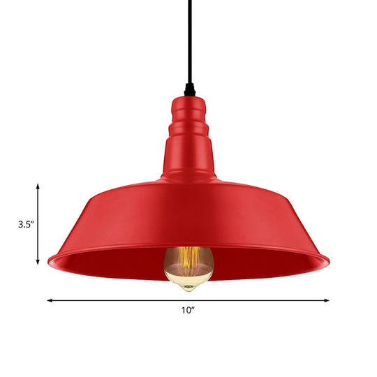 Barn Living Room Pendant Lighting - Industrial Style Metallic Ceiling Light Fixture 1 Bulb Red/Green