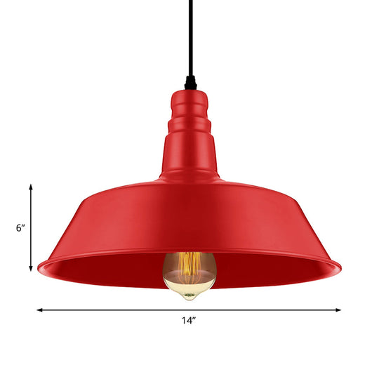 Industrial Style Metallic Pendant Lighting - 10"/14" Wide Barn Living Room - 1 Bulb Red/Green Ceiling Light Fixture