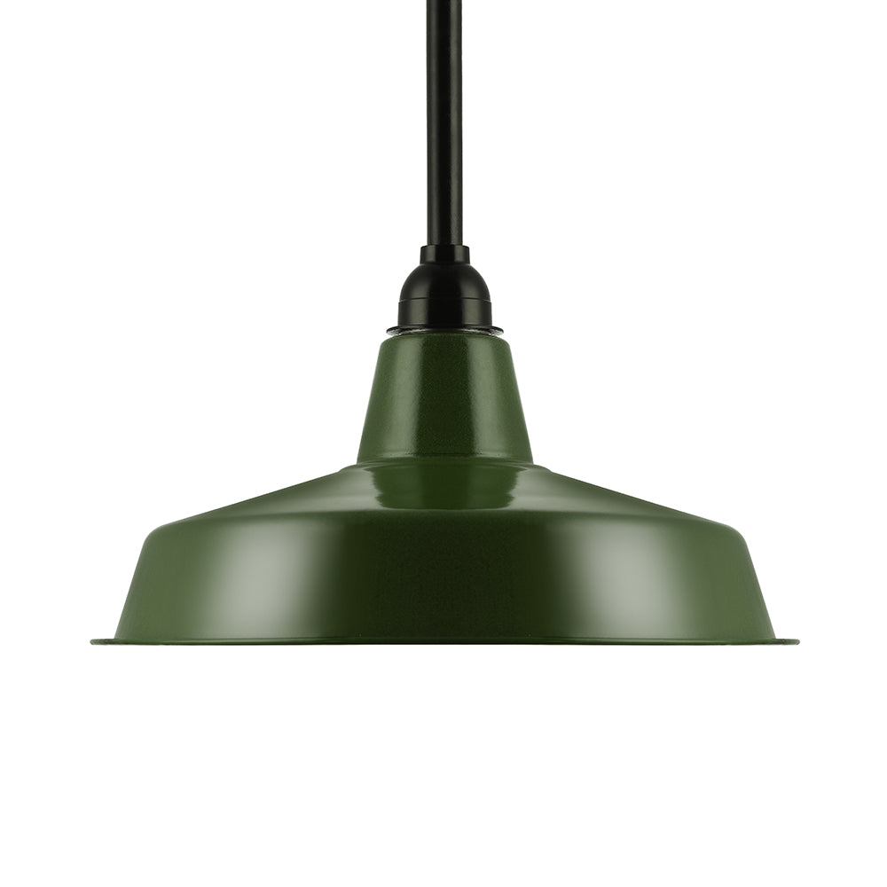 Vintage Style Metal Green Barn Shade Pendant Ceiling Fixture with Flexible Suspension - Ideal for Living Rooms