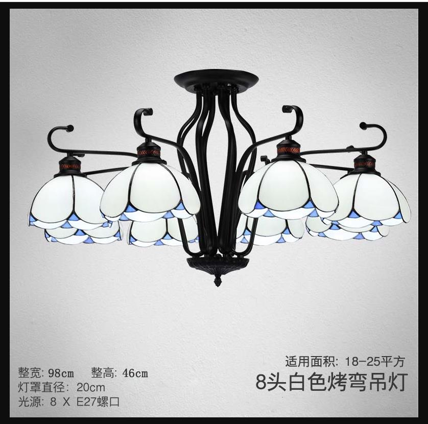 Baroque Black Scalloped Chandelier - 6/8 Lights White/Yellow/Blue Glass Pendants Ideal For Living