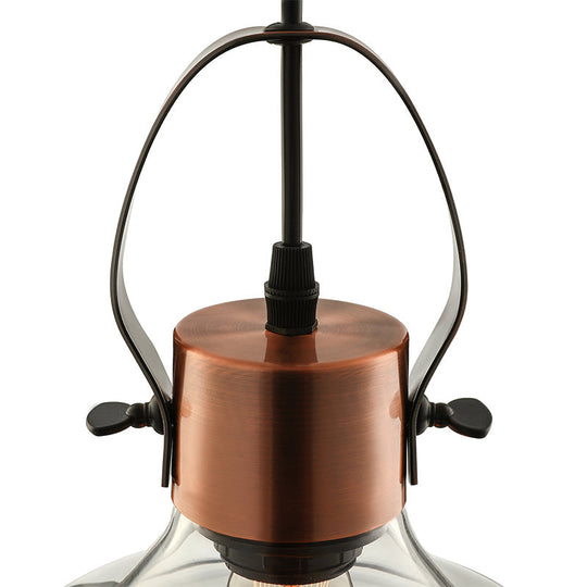 Copper Dome Pendant Light With Industrial Clear Glass - Dining Room Lighting Fixture