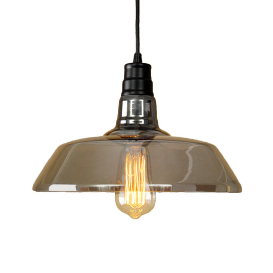 Grey Glass Industrial Barn Pendant Light for Living Room