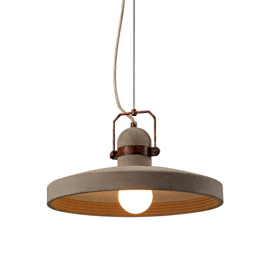 Industrial Style 1-Light Cement Ceiling Pendant With Round Shade In Rust/Black - Ideal For Kitchen