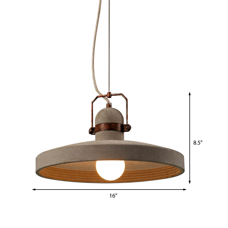 Industrial Style 1-Light Cement Ceiling Pendant With Round Shade In Rust/Black - Ideal For Kitchen