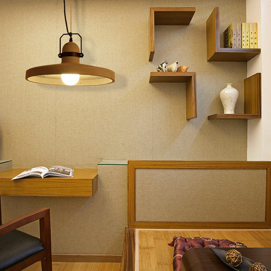 Industrial Style 1-Light Cement Ceiling Pendant With Round Shade In Rust/Black - Ideal For Kitchen