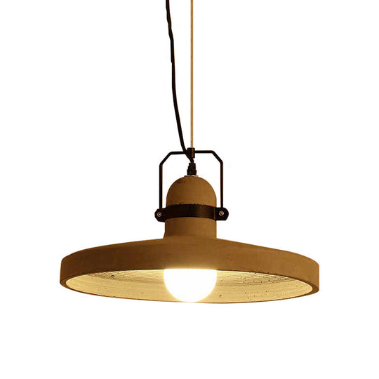 Industrial Style 1-Light Cement Ceiling Pendant With Round Shade In Rust/Black - Ideal For Kitchen