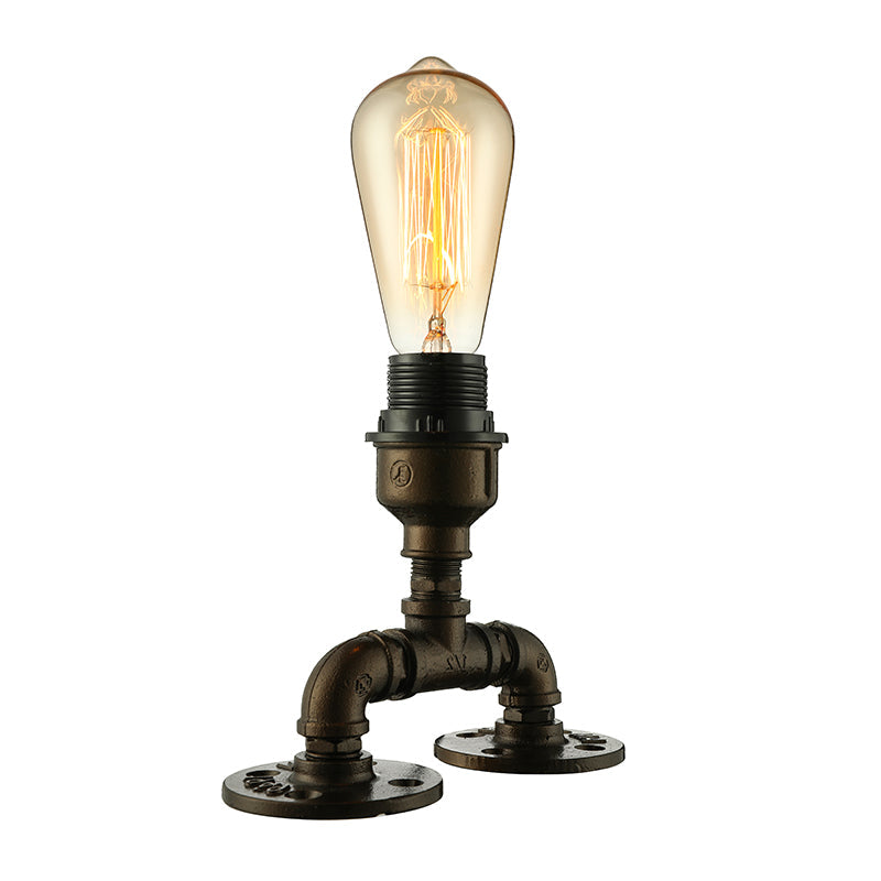 Modern Industrial 1-Head Black Standing Light With Pipe Design - Aesthetic Table Lighting For Coffee