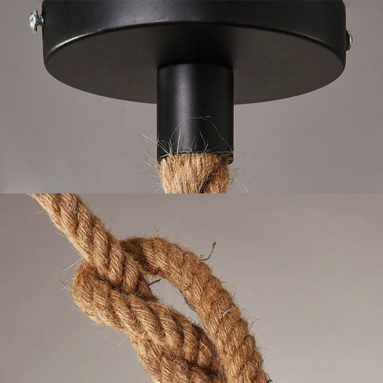 Stylish 1-Light Beige Hemp Rope Ceiling Light for Coffee Shops: House Suspended Light Lodge