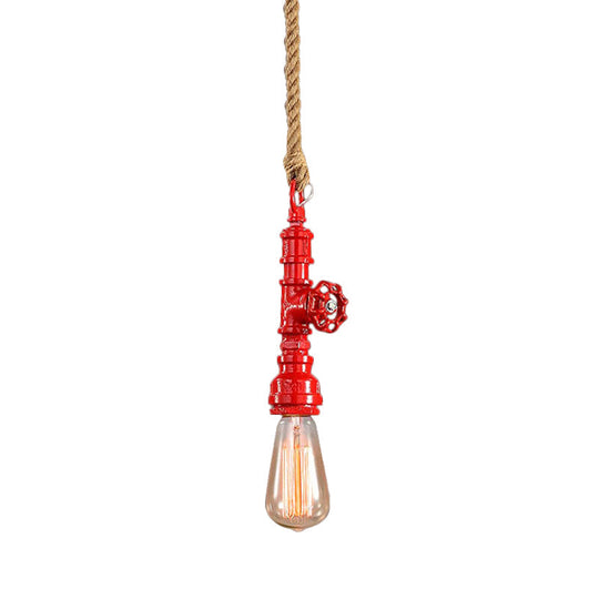 Iron Industrial Pipe Ceiling Light Fixture – Red/Blue Finish, 1-Light Stairway Lamp