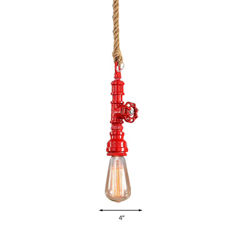 Iron Industrial Pipe Ceiling Light Fixture – Red/Blue Finish, 1-Light Stairway Lamp