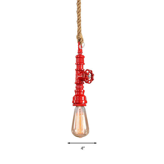 Iron Industrial Pipe Ceiling Light Fixture – Red/Blue Finish, 1-Light Stairway Lamp